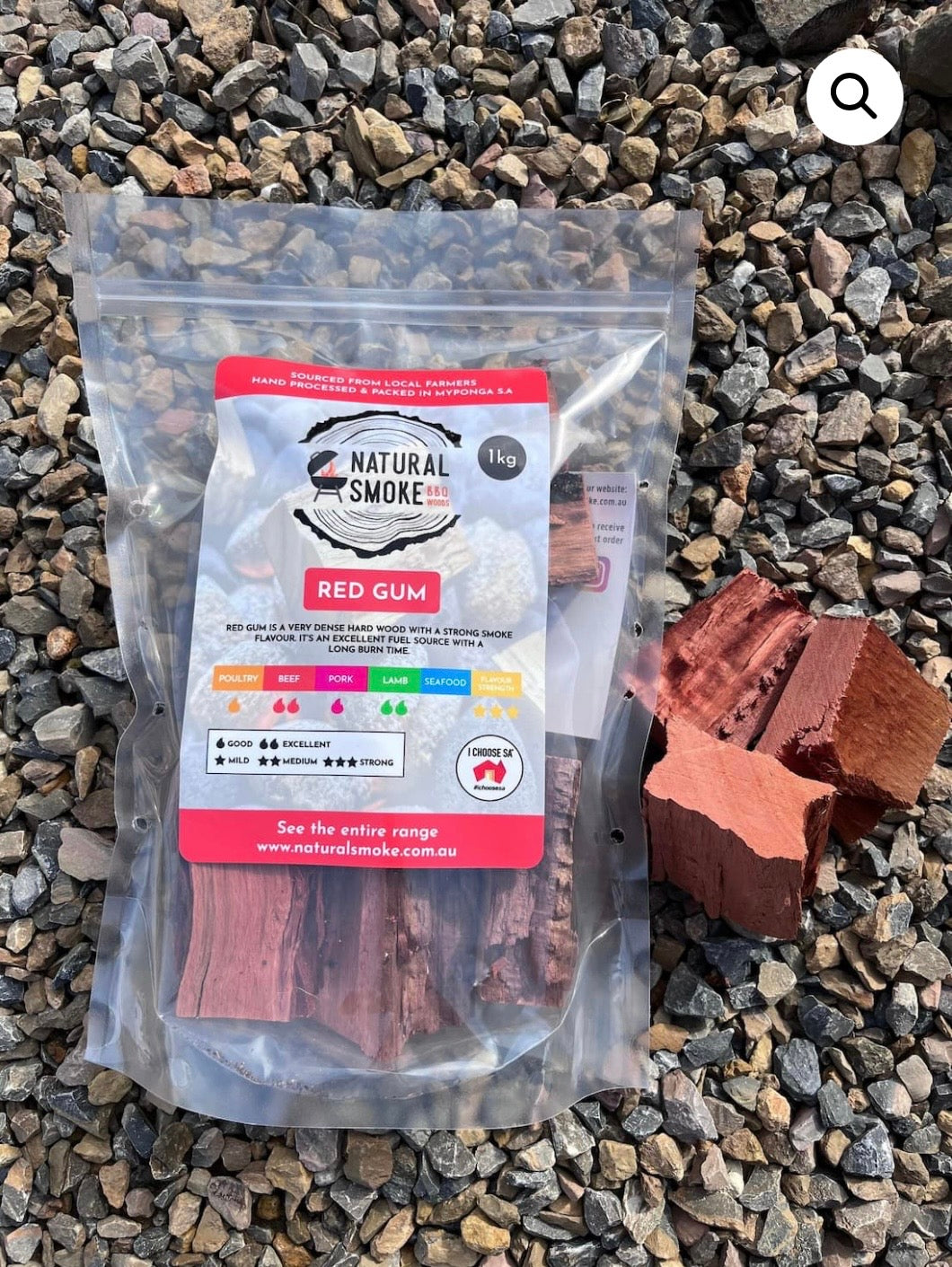 Natural Smoke Red Gum Wood Chunks 1kg