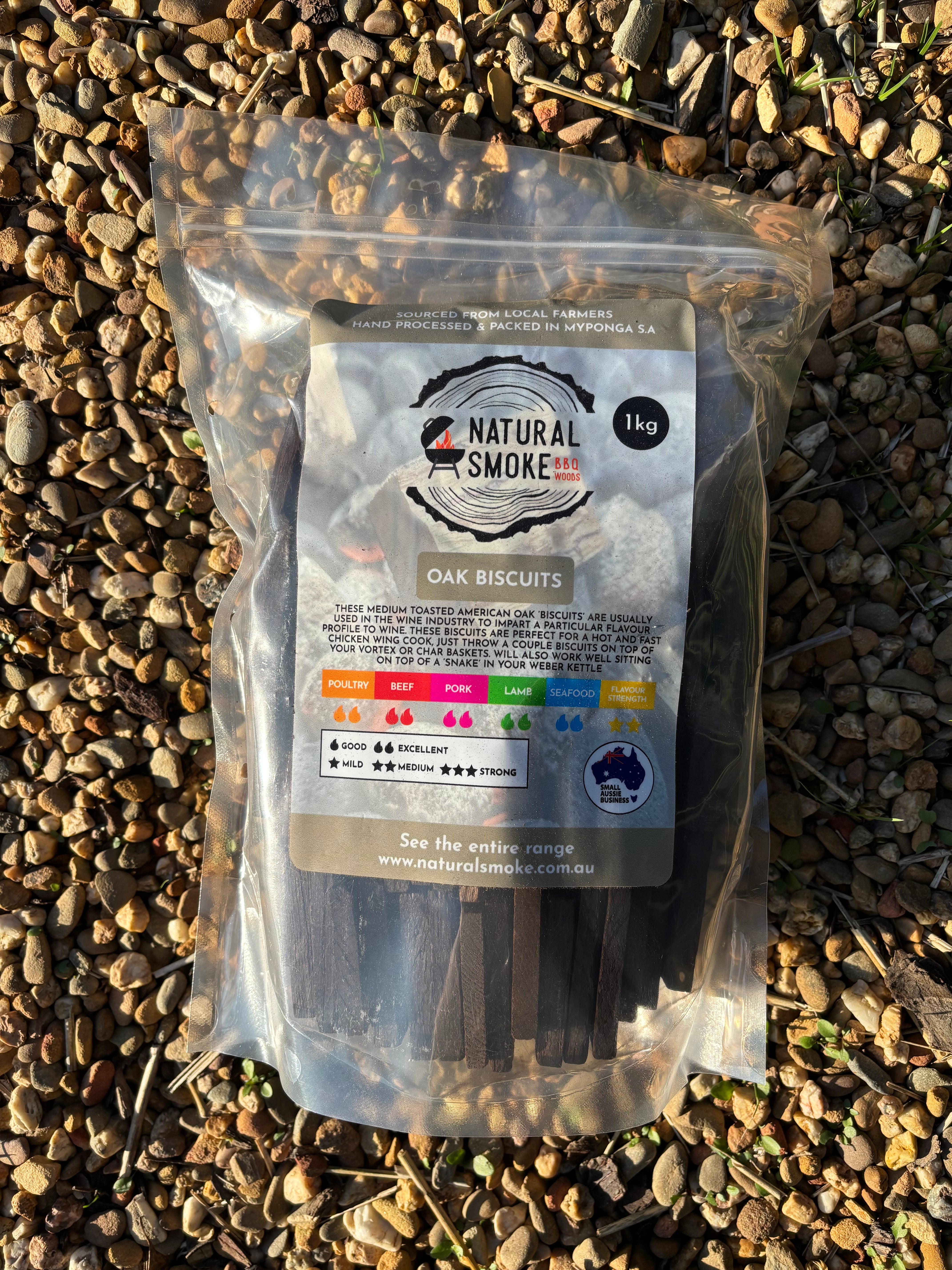 Natural Smoke Oak Biscuits Wood Chunks 1kg