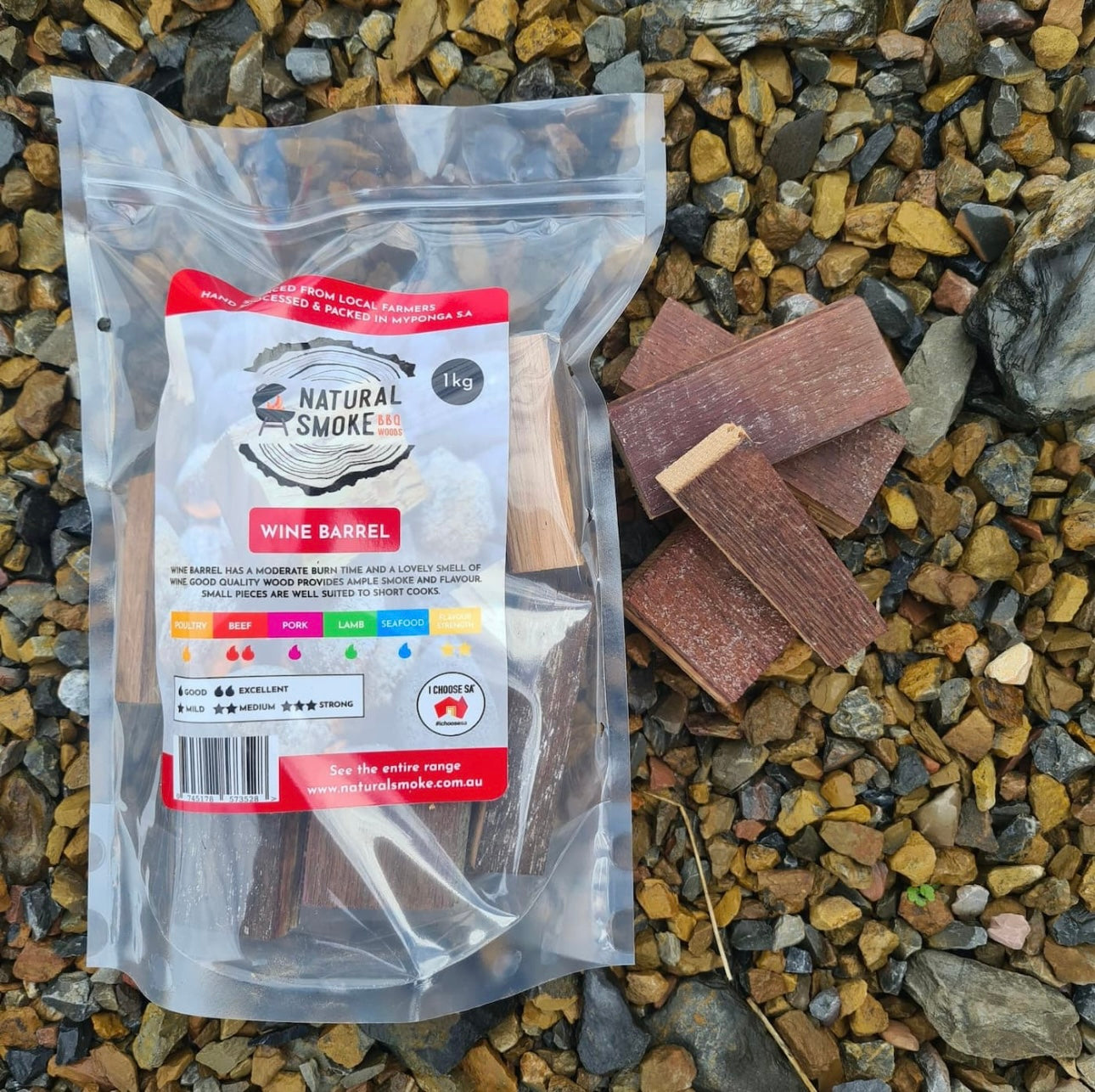 Natural Smoke Wine Barrel Wood Chunks 1kg